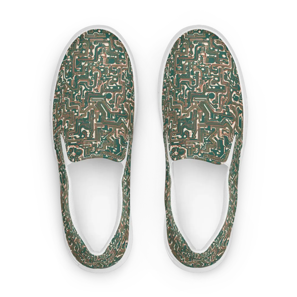 Copper Circuit on Women's Slip-On Canvas Shoes — Front