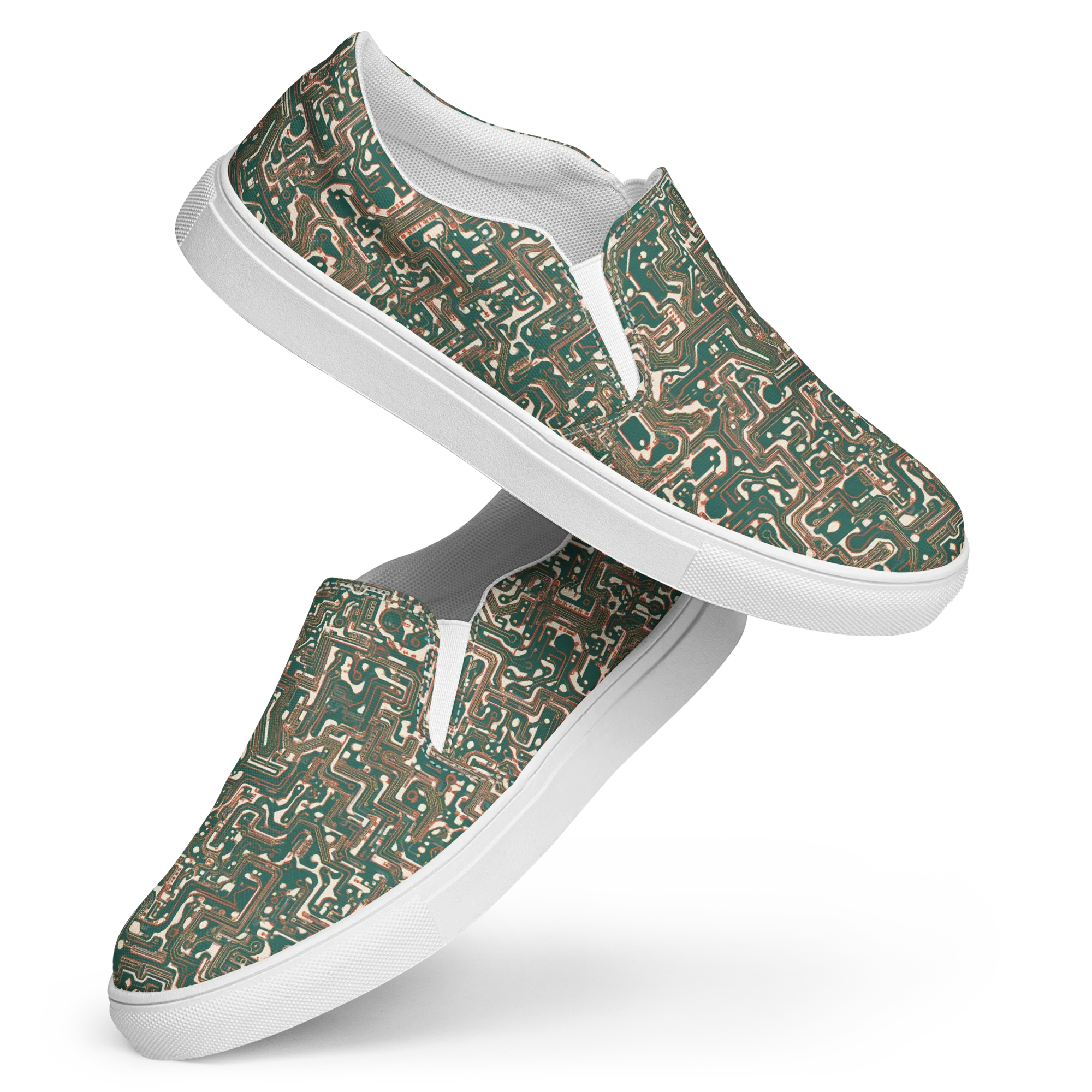 Copper Circuit on Women's Slip-On Canvas Shoes — Front