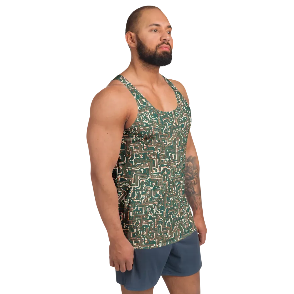 Copper Circuit on Men's Tank Top — Right Front