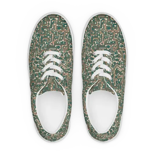 Copper Circuit on a Men's Lace-Up Canvas Shoes
