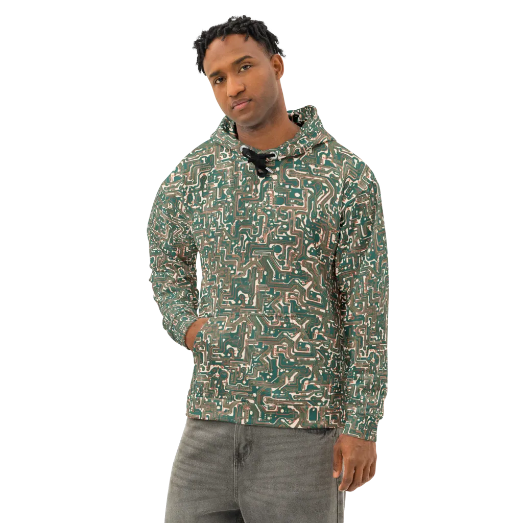 Copper Circuit on Cotton Hoodie — Left Front