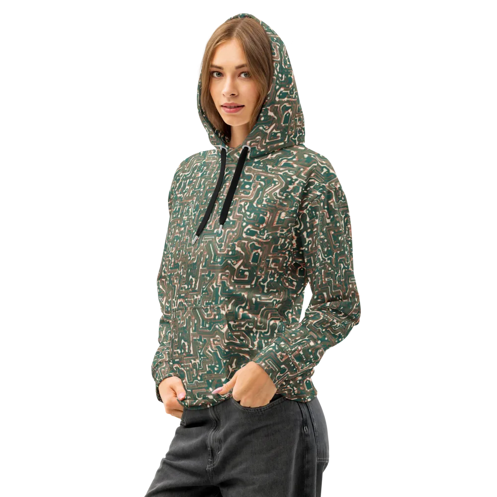 Copper Circuit on Cotton Hoodie — Left Front