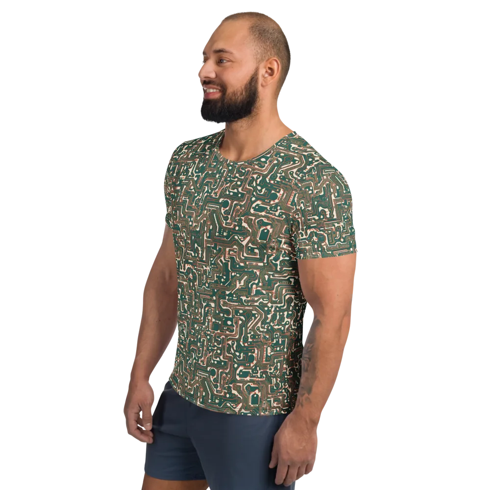 Copper Circuit on Men's Athletic T-Shirt — Left