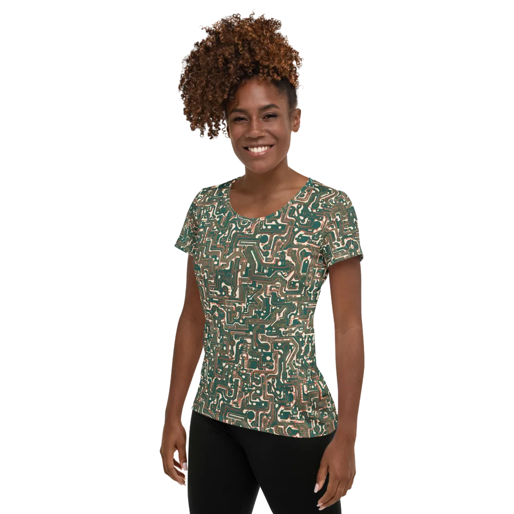 Copper Circuit on Women's Athletic T-Shirt — Left