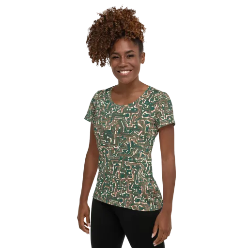 Copper Circuit on a Women's Athletic T-Shirt