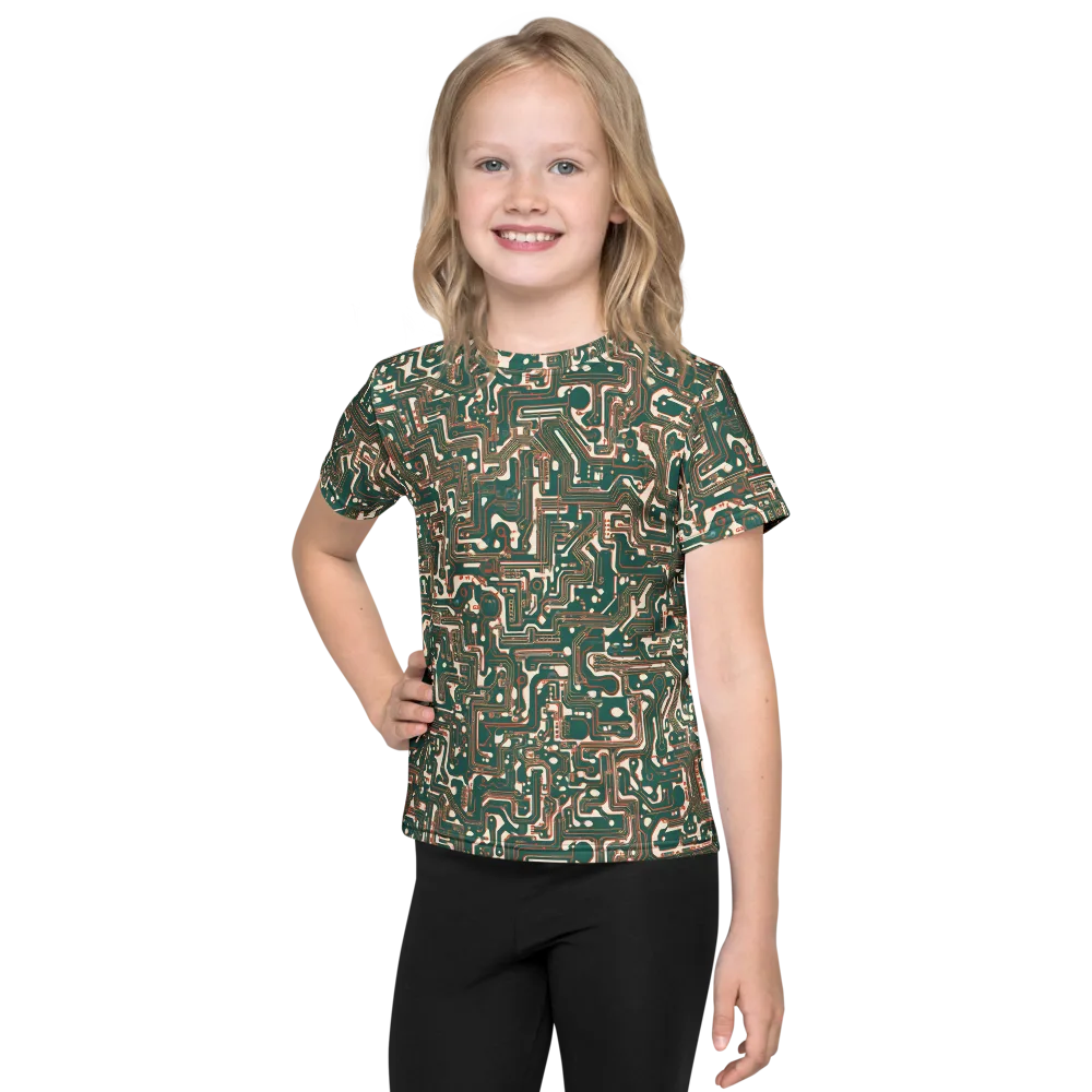 Copper Circuit on Kids Crew Neck T-Shirt — Front