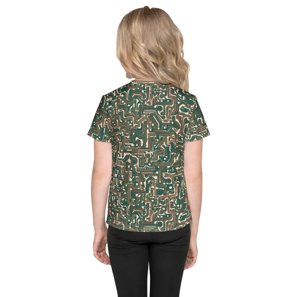 Copper Circuit on Kids Crew Neck T-Shirt — Back