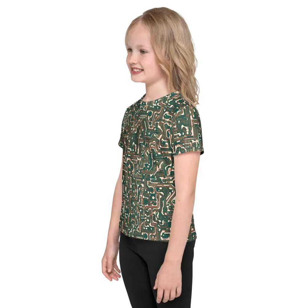Copper Circuit on Kids Crew Neck T-Shirt — Left