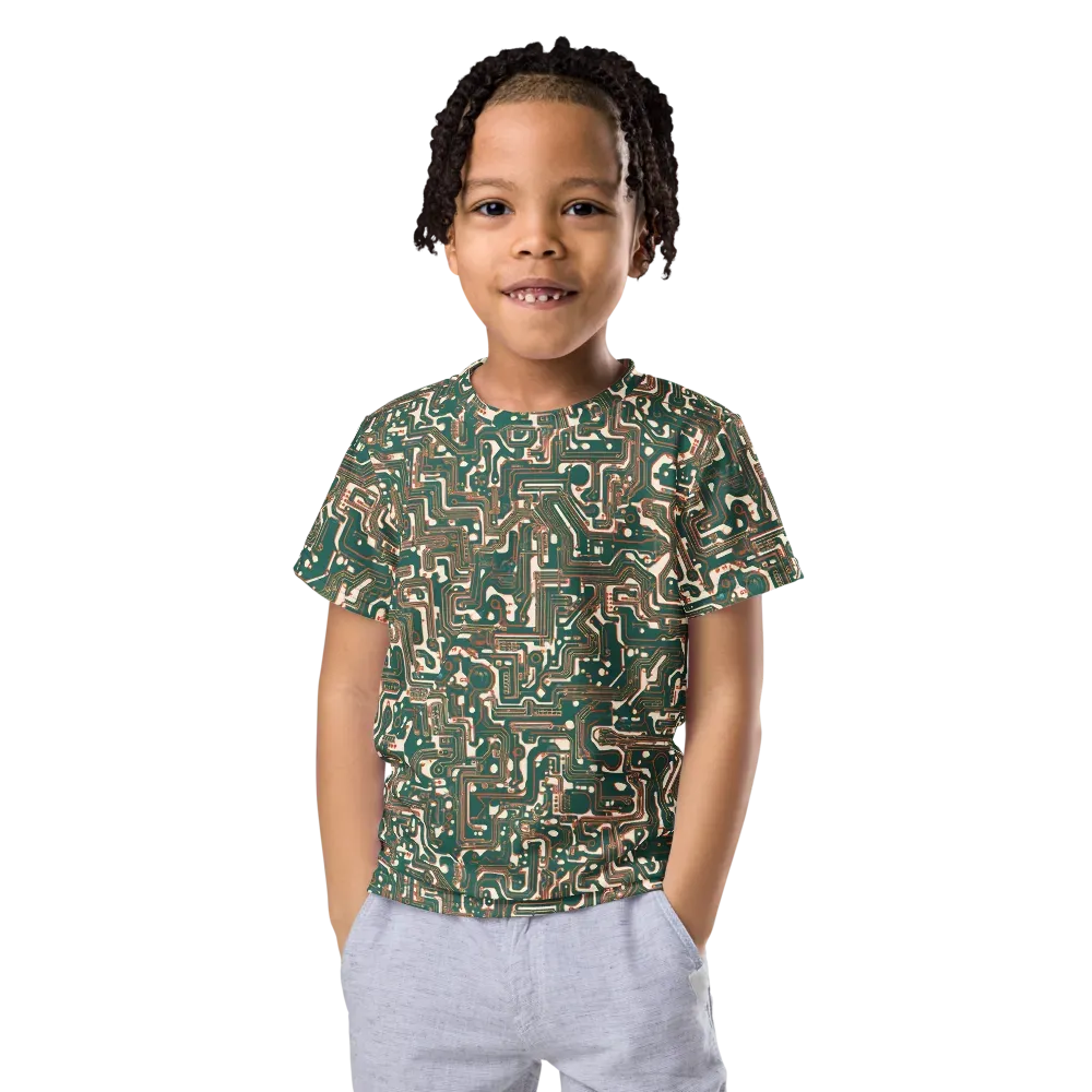 Copper Circuit on Kids Crew Neck T-Shirt — Front