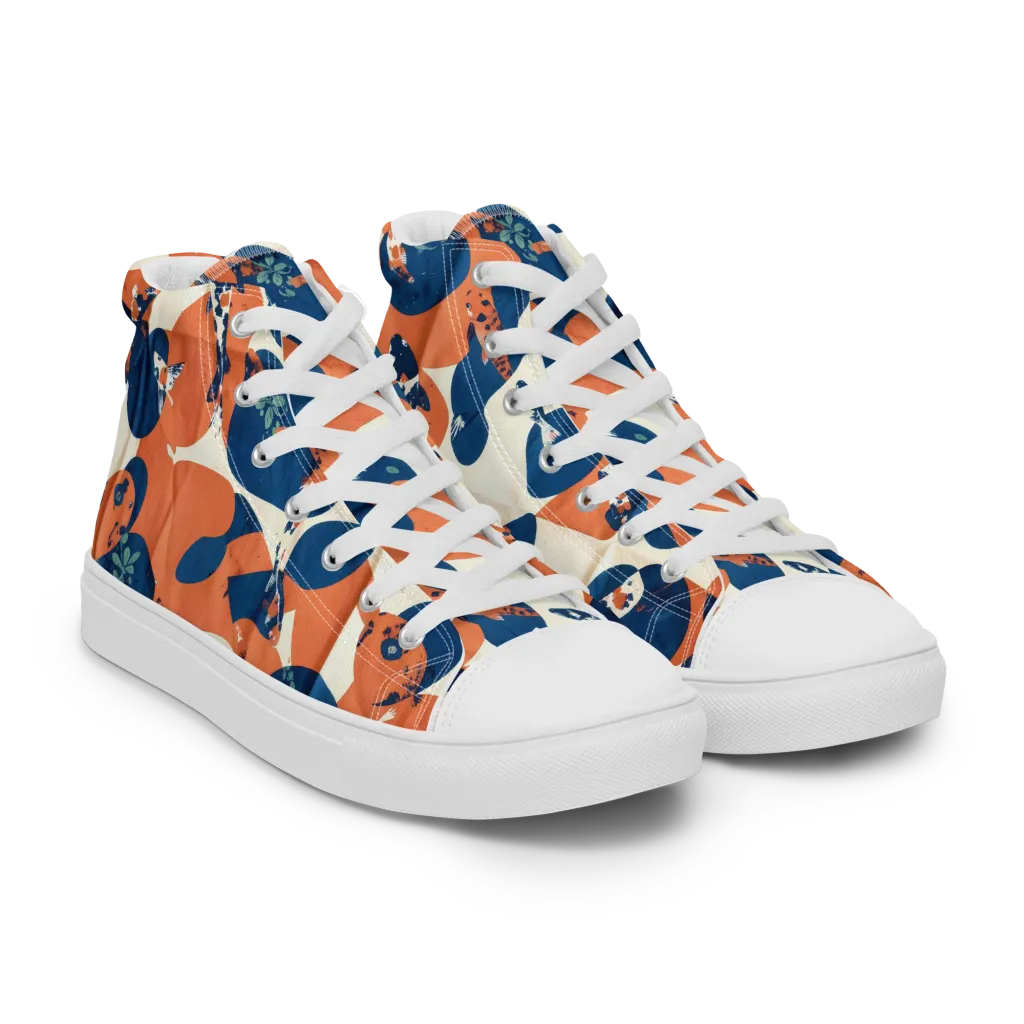 Koi Pop on Men's High Top Canvas Shoes — Right Front