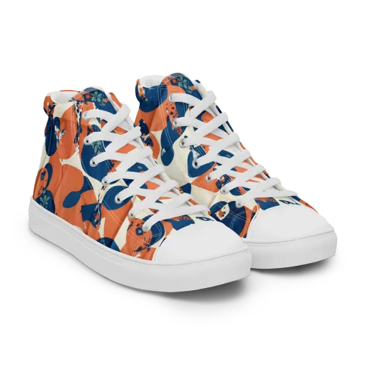 Koi Pop on a Men's High Top Canvas Shoes