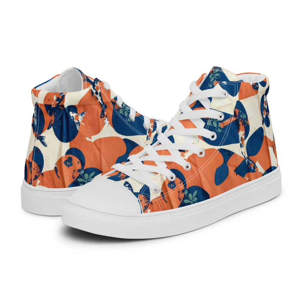 Koi Pop on Men's High Top Canvas Shoes — Left