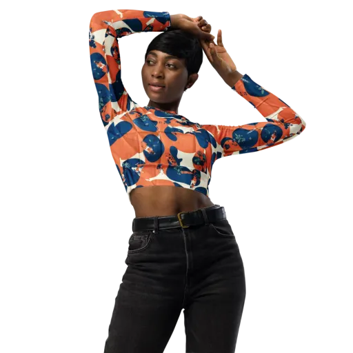 Koi Pop on a Long Sleeve Crop Top
