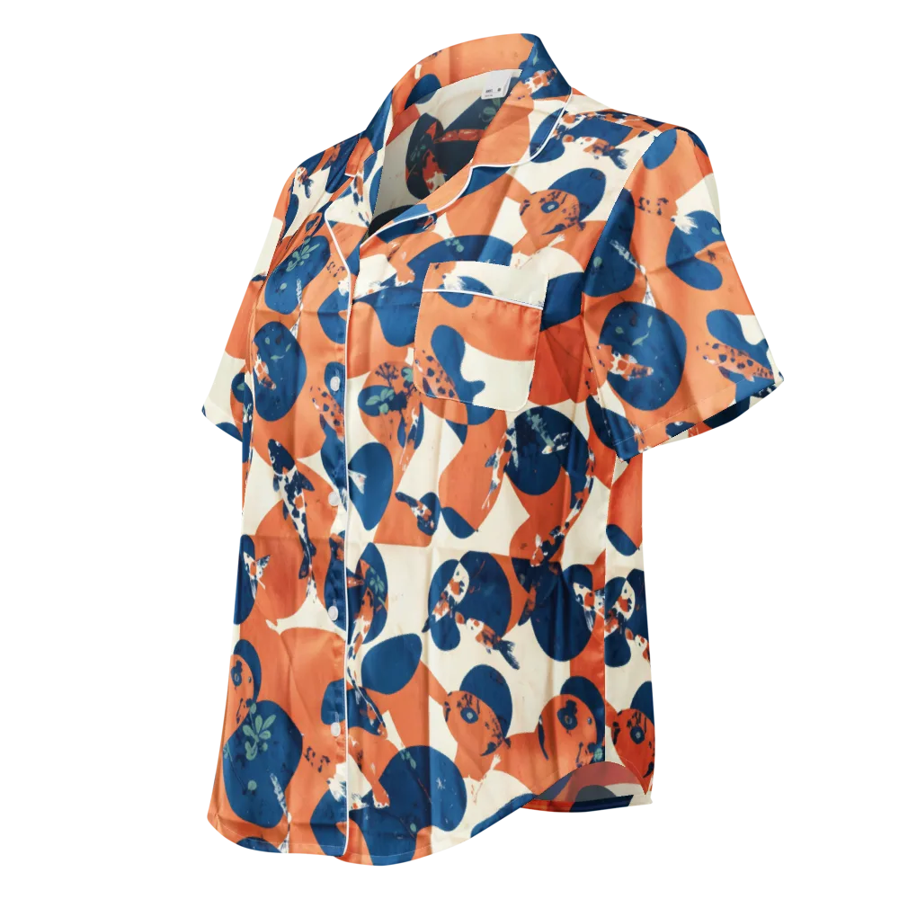 Koi Pop on Women's Short Sleeve Pajama Top — Left Front