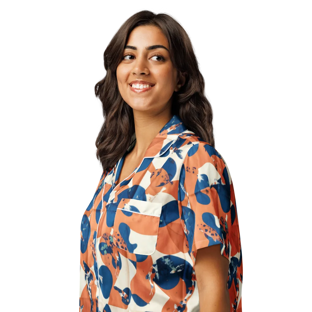 Koi Pop on Women's Short Sleeve Pajama Top — Left Front