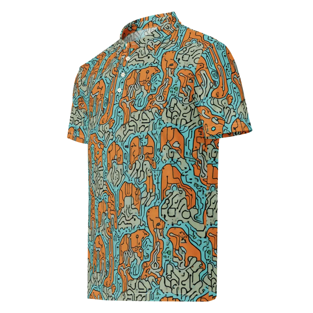 Tangerine Circuit on Men's Slim Fit Polo Shirt — Left Front