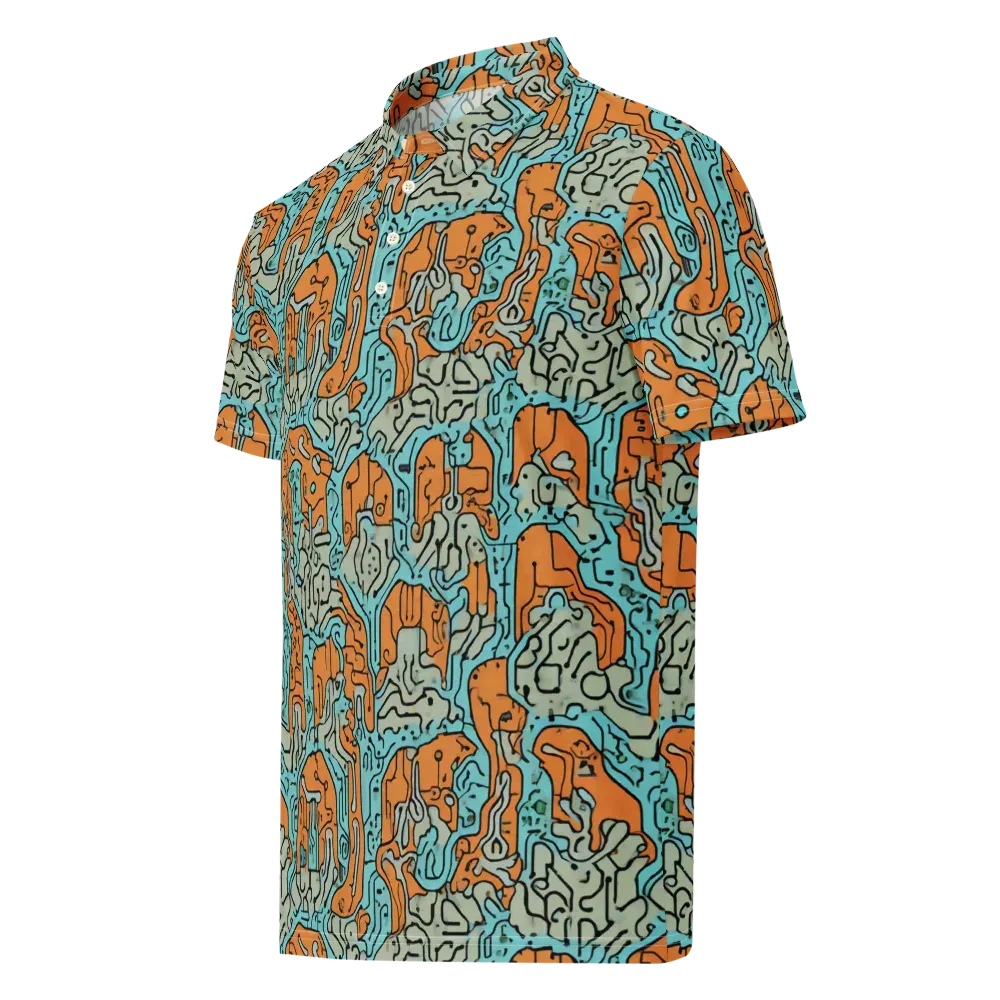 Tangerine Circuit on Men's Slim Fit Polo Shirt — Left Front