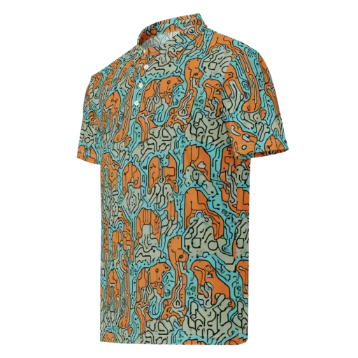 Tangerine Circuit on a Men's Slim Fit Polo Shirt