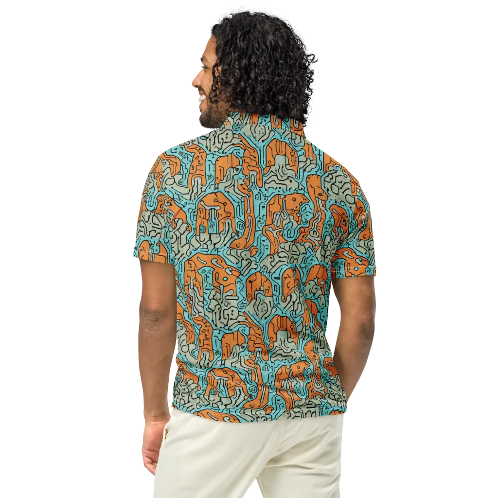 Tangerine Circuit on Men's Slim Fit Polo Shirt — Back