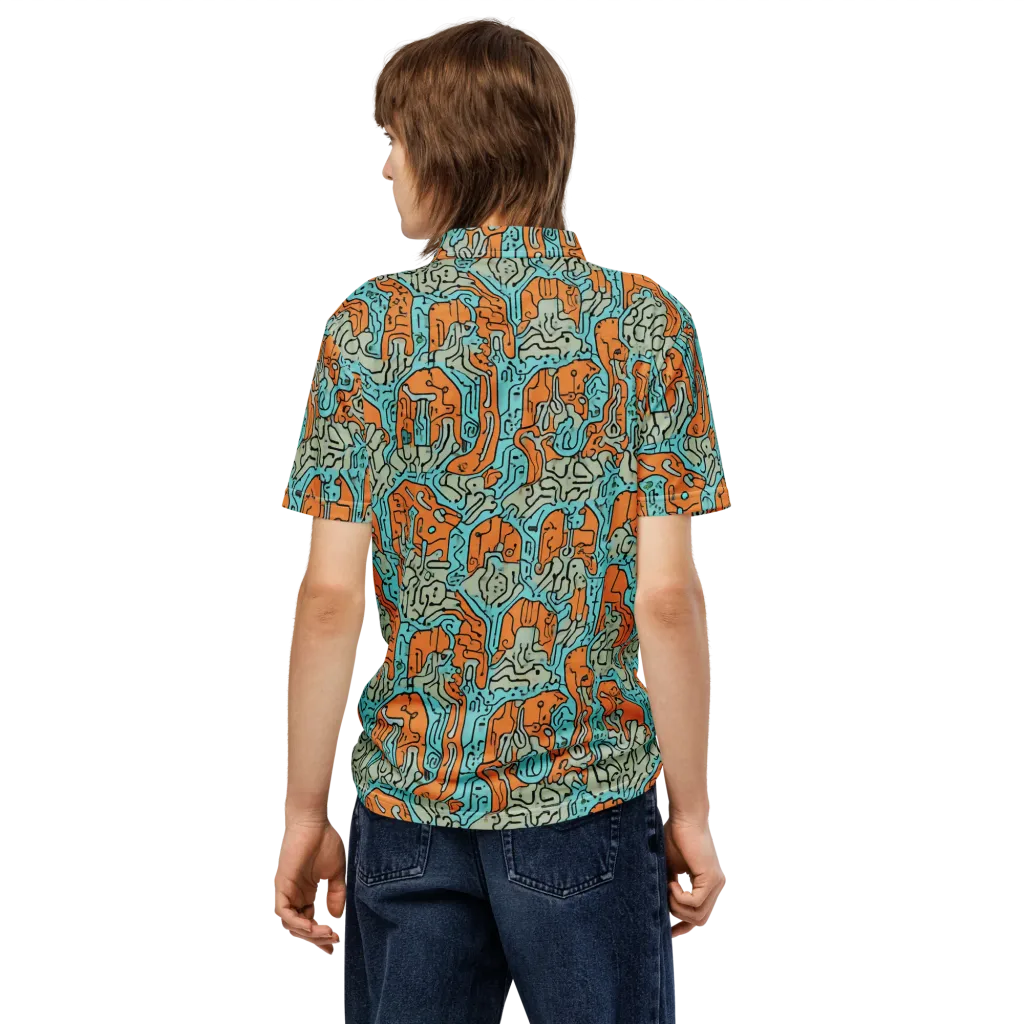 Tangerine Circuit on Men's Slim Fit Polo Shirt — Back