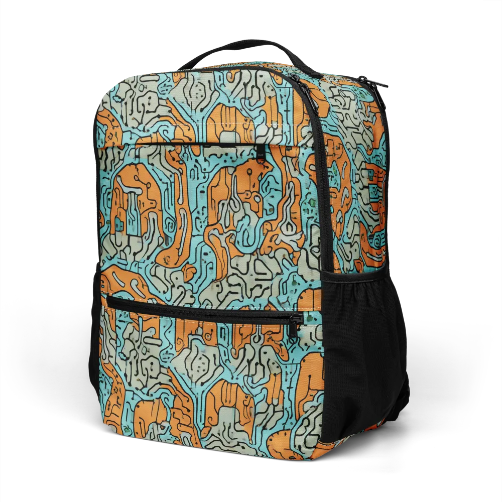Tangerine Circuit on Utility Backpack — Left Front