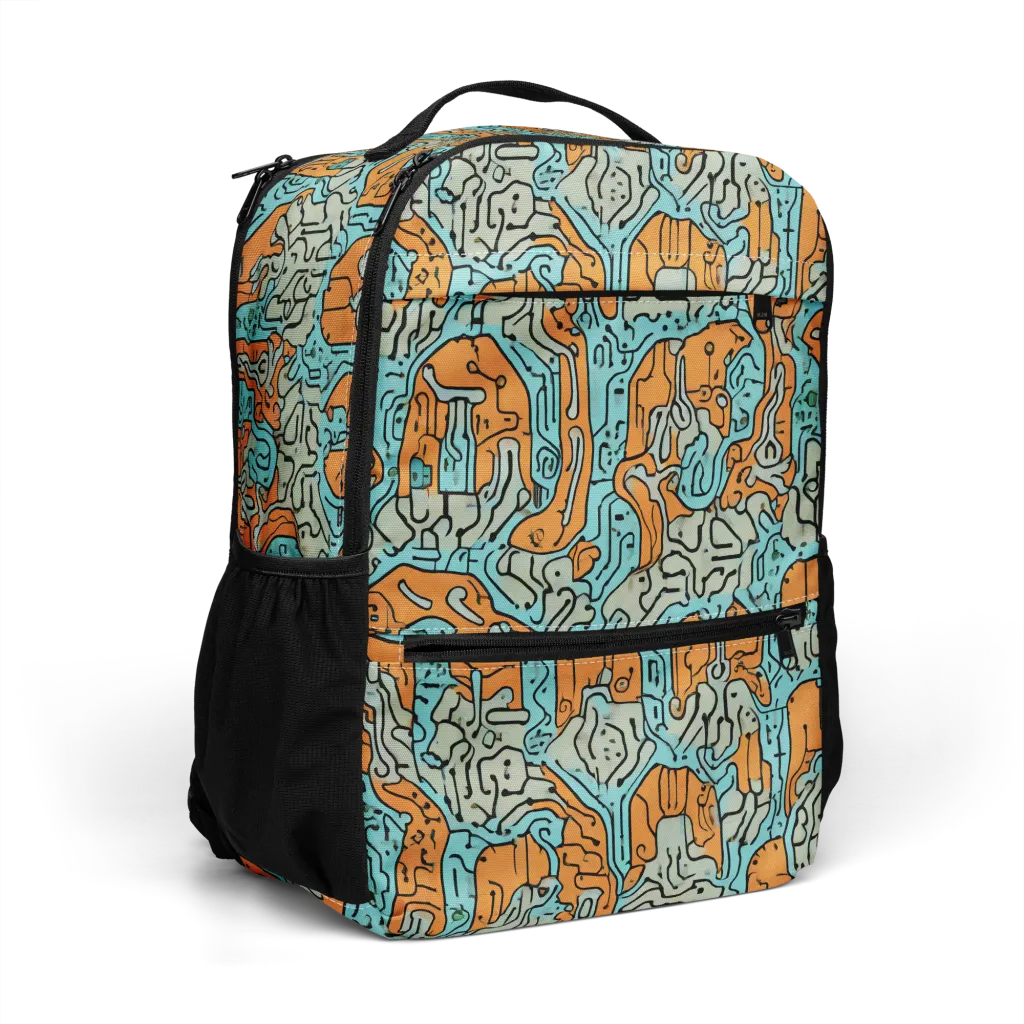 Tangerine Circuit on Utility Backpack — Right Front
