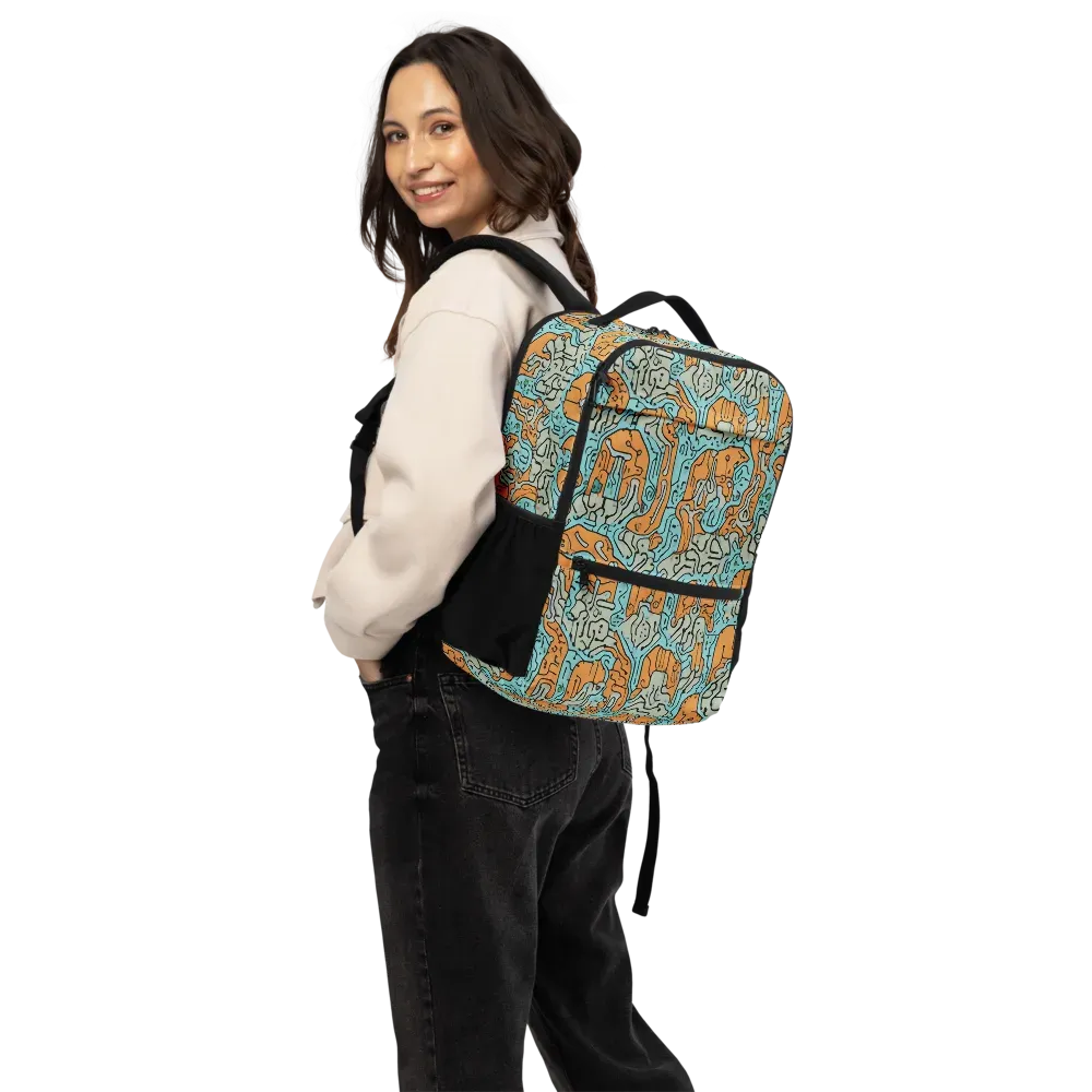 Tangerine Circuit on Utility Backpack — Back