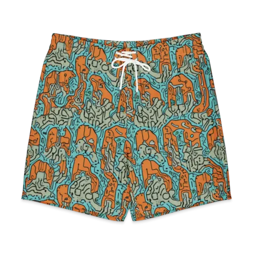 Tangerine Circuit on a Men's Board Shorts
