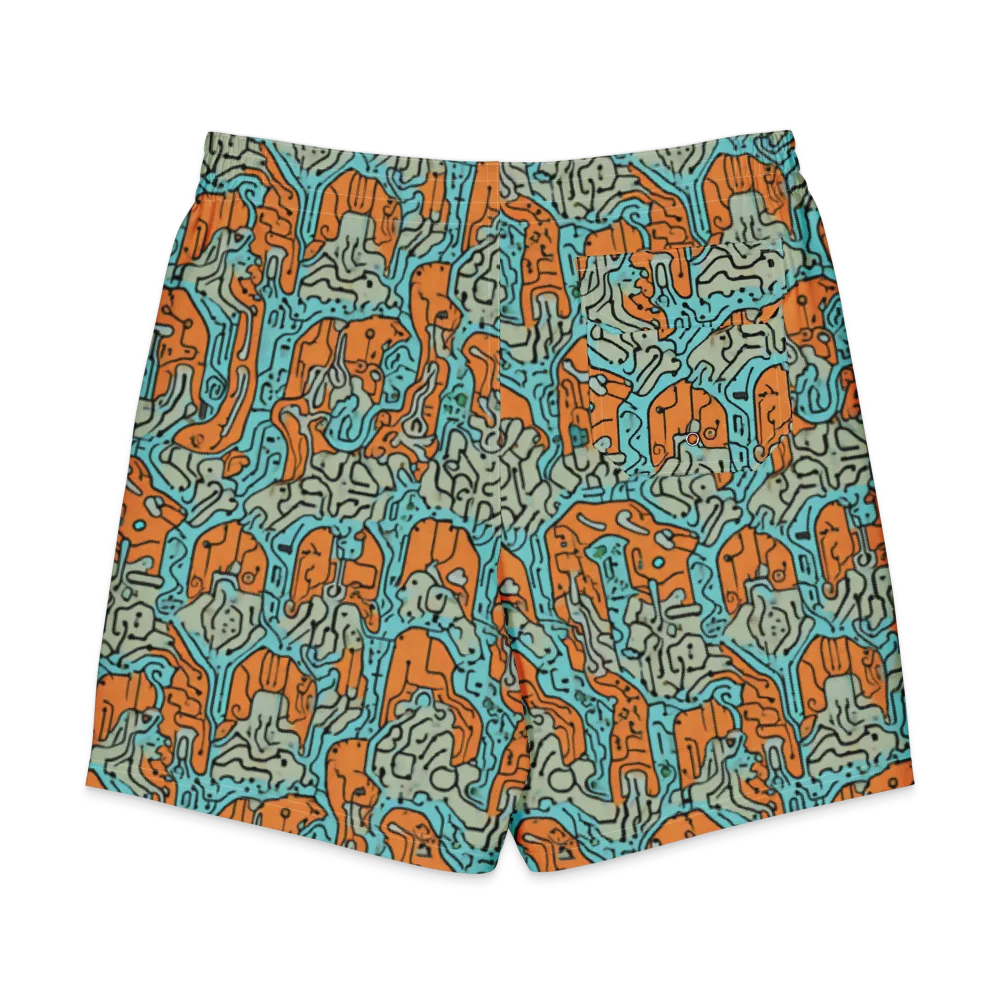 Tangerine Circuit on Men's Board Shorts — Back