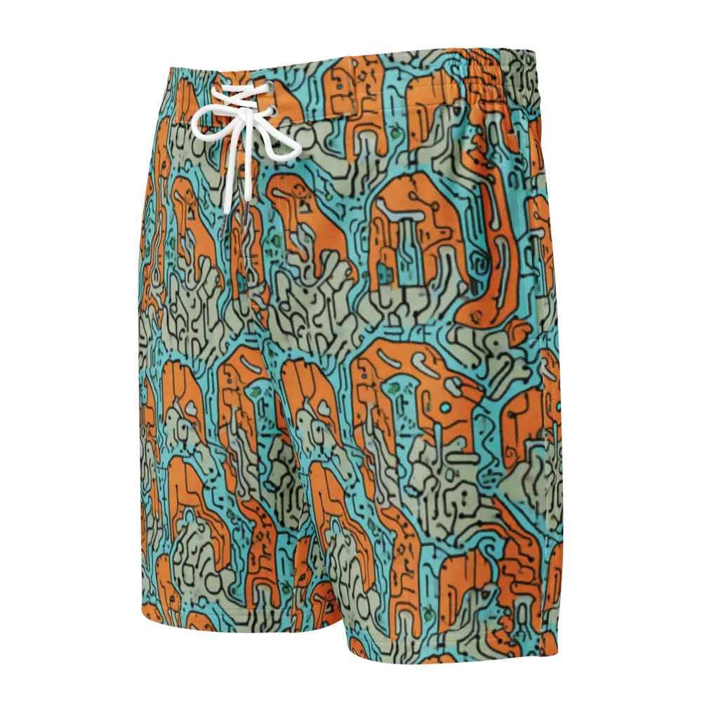 Tangerine Circuit on Men's Board Shorts — Front