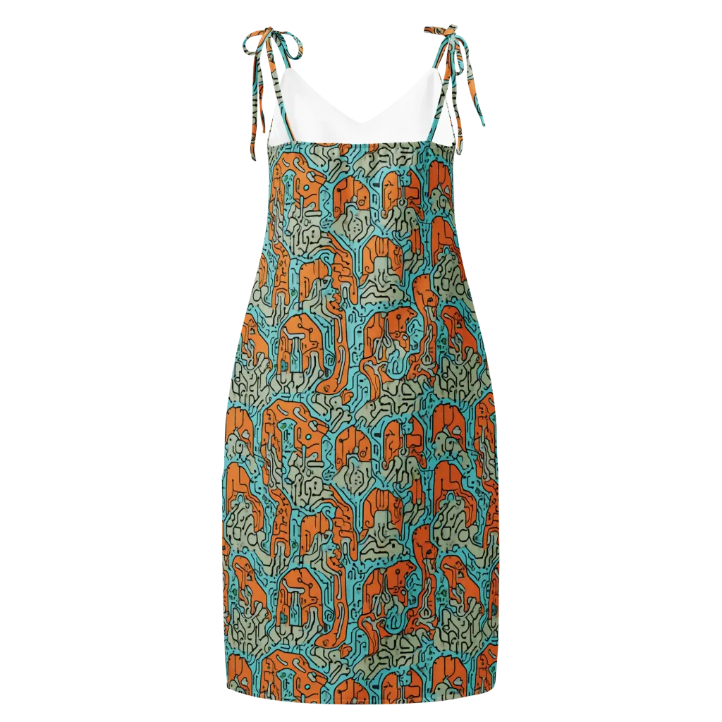 Tangerine Circuit on Slip Dress — Back