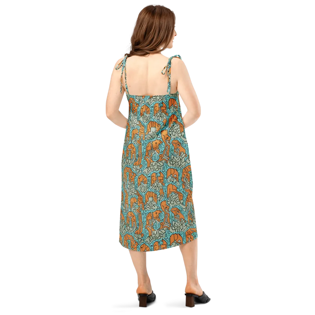 Tangerine Circuit on Slip Dress — Back