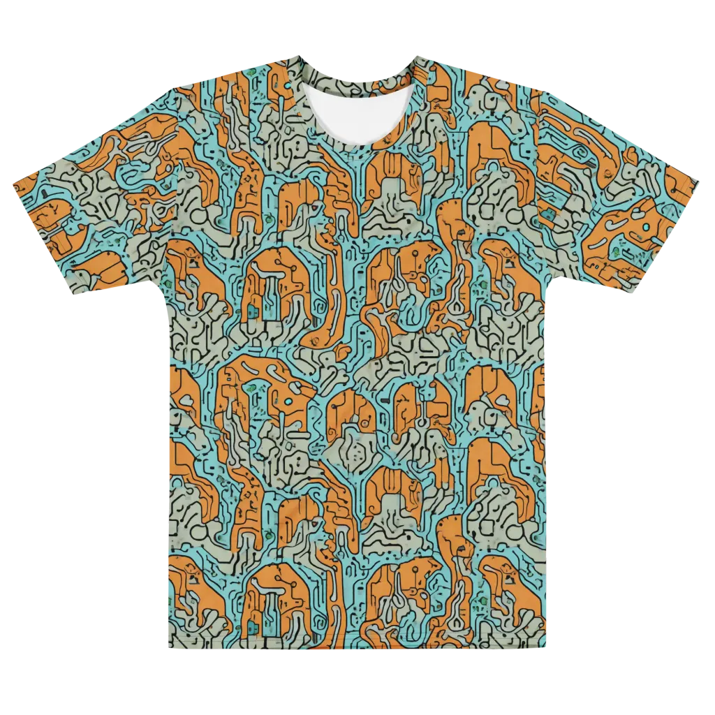 Tangerine Circuit on Men's Cotton Crew Neck T-Shirt — Front