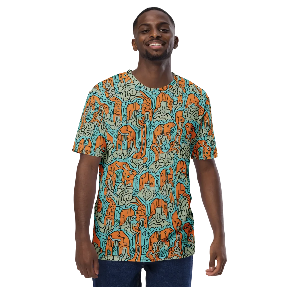Tangerine Circuit on Men's Crew Neck T-Shirt — Front