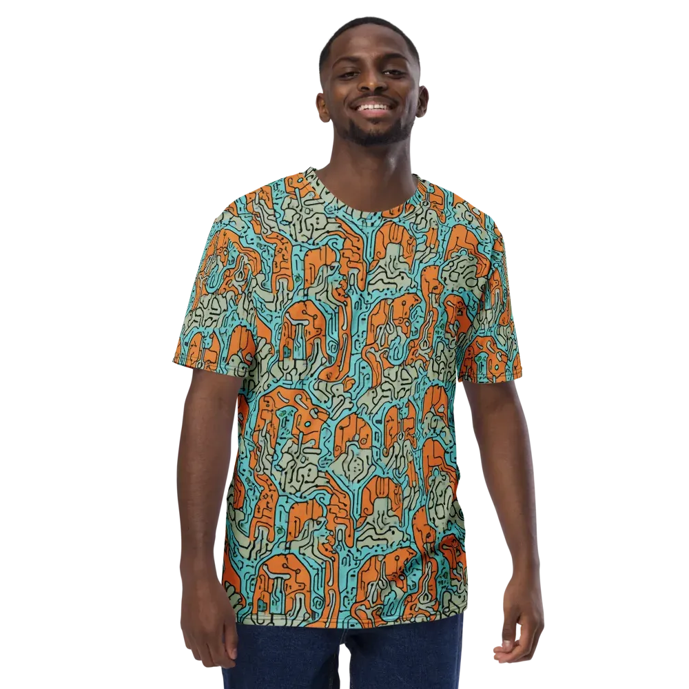 Tangerine Circuit on Men's Crew Neck T-Shirt — Front