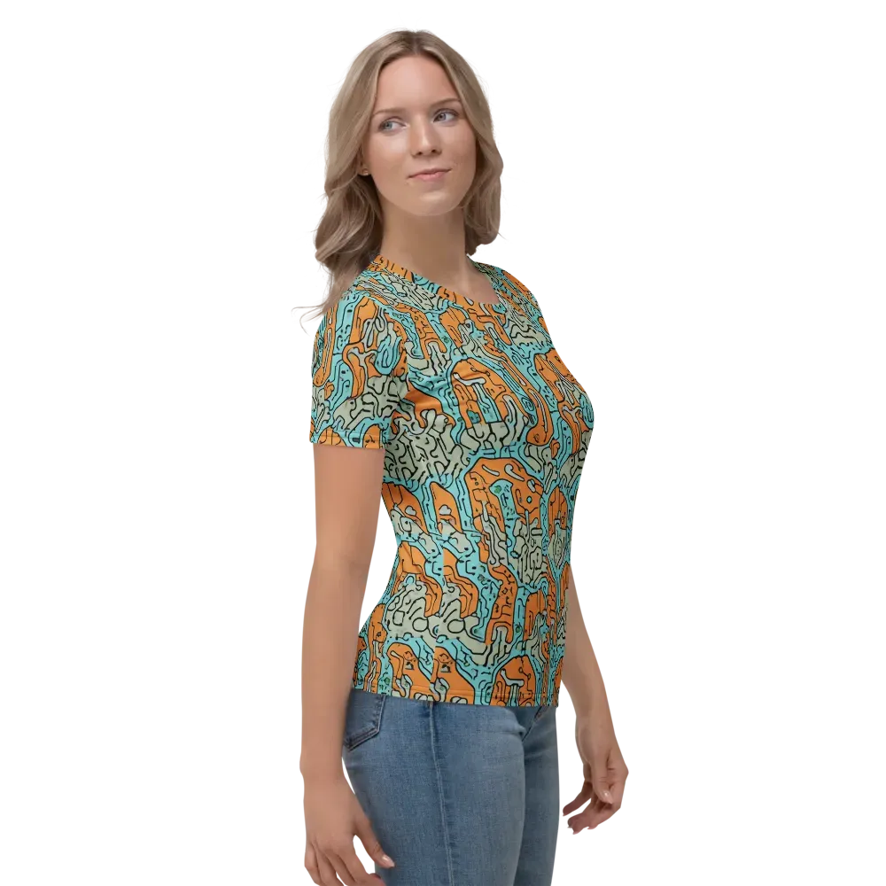 Tangerine Circuit on Women's Crew Neck T-Shirt — Right