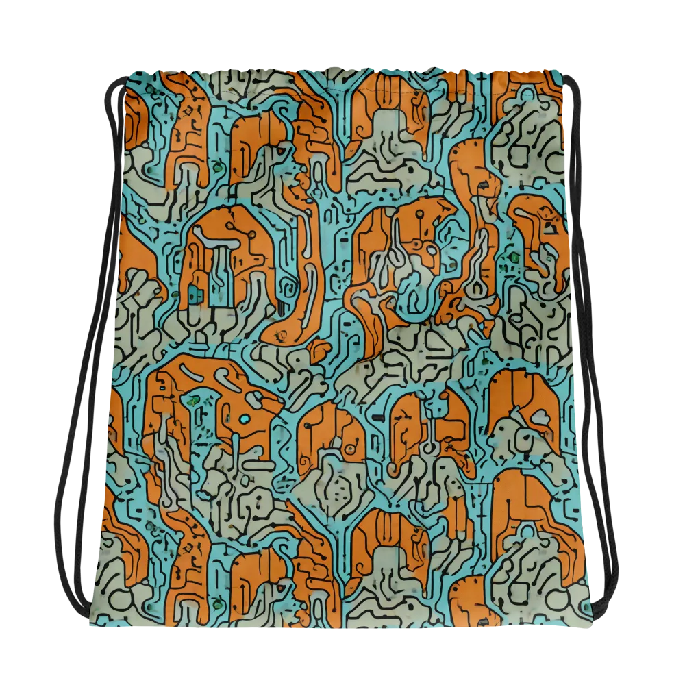 Tangerine Circuit on Drawstring Bag — Photo