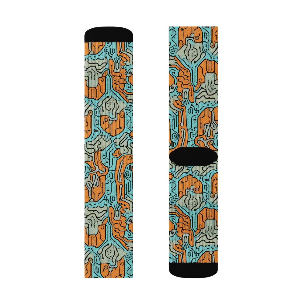 Tangerine Circuit on Socks — Left Sock