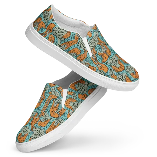 Tangerine Circuit on a Women's Slip-On Canvas Shoes
