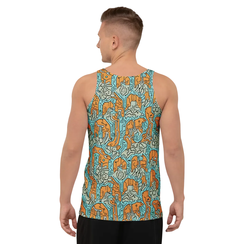 Tangerine Circuit on Men's Tank Top — Back