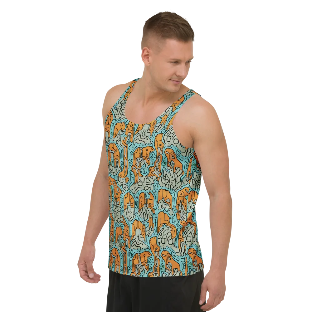 Tangerine Circuit on Men's Tank Top — Left Front