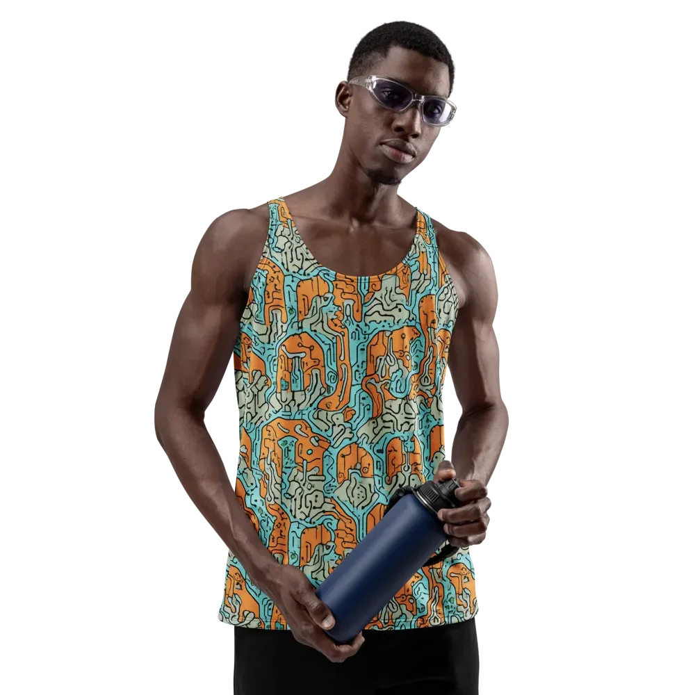 Tangerine Circuit on Men's Tank Top — Front