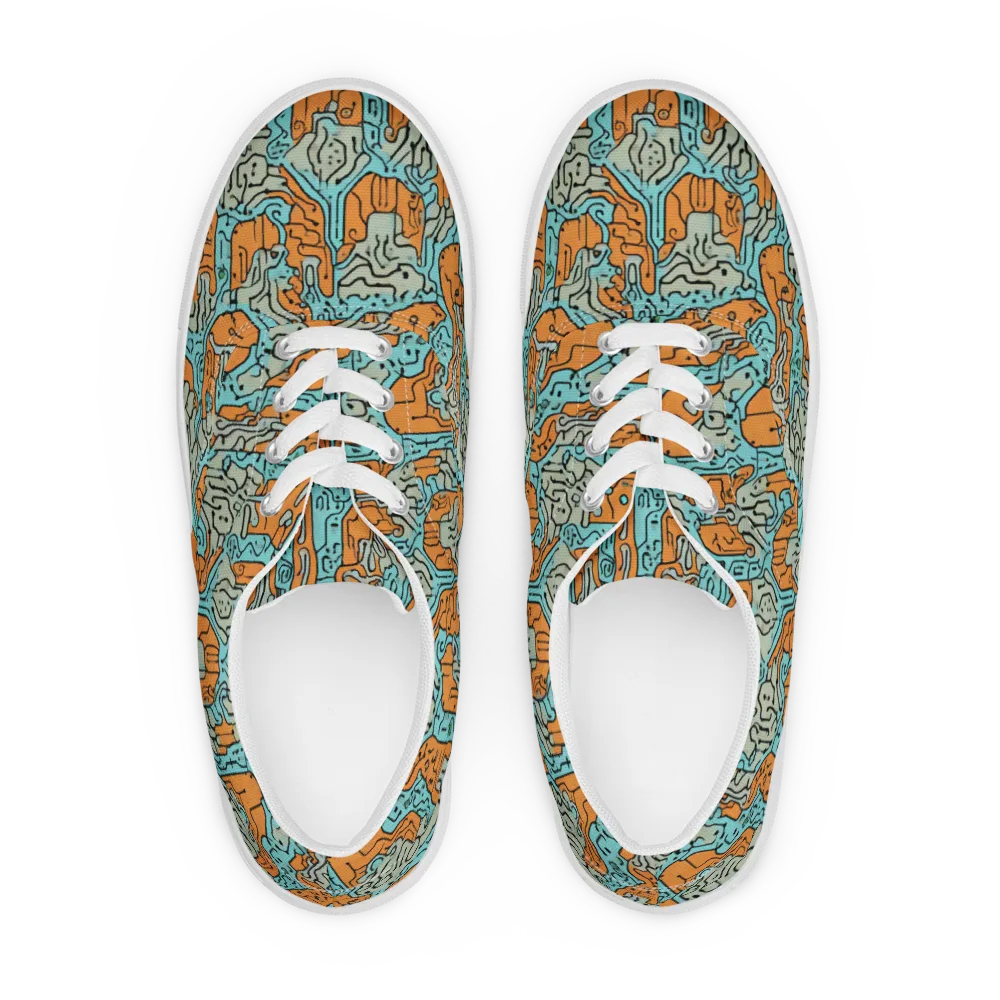 Tangerine Circuit on Men's Lace-Up Canvas Shoes — Front