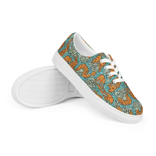 Tangerine Circuit on a Men's Lace-Up Canvas Shoes