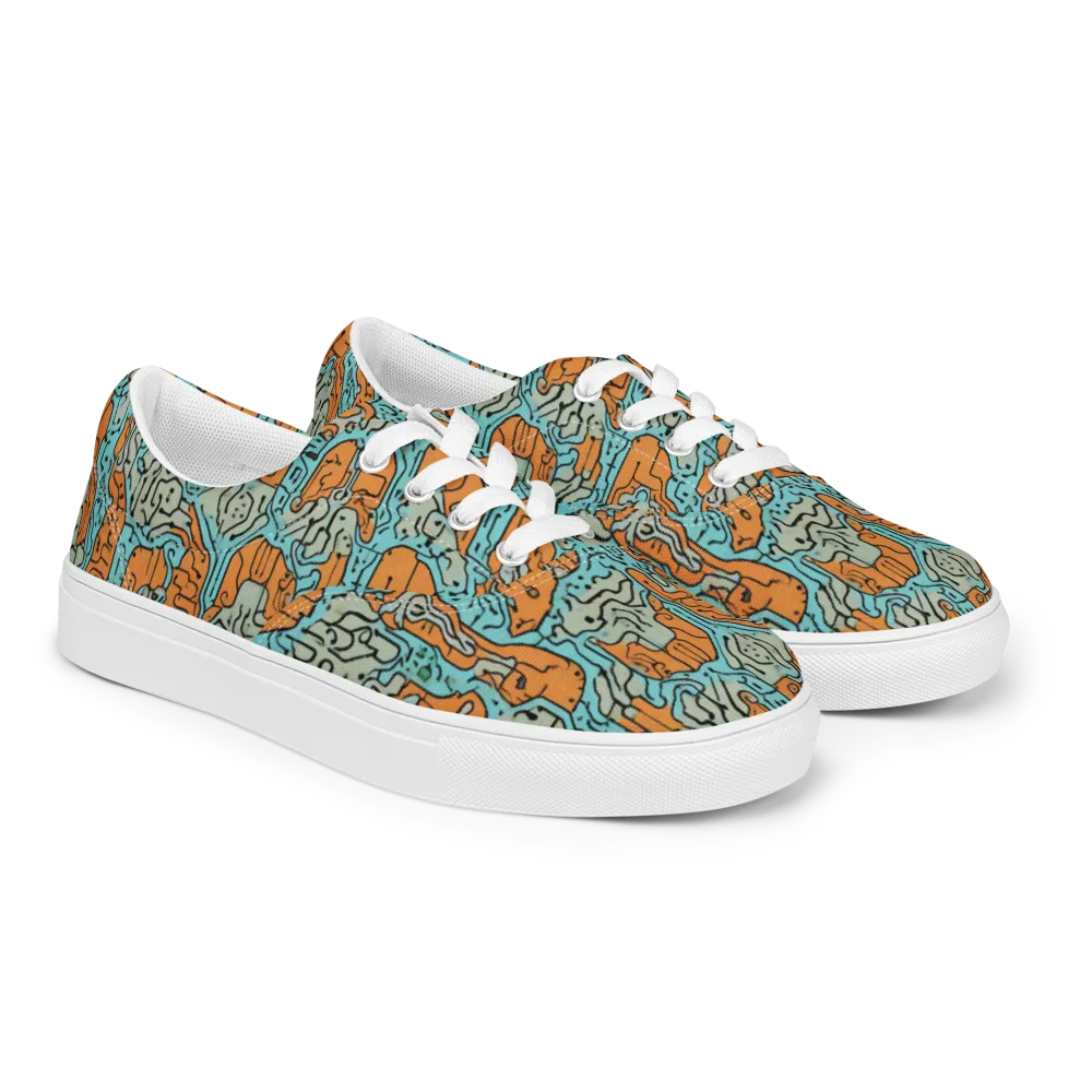 Tangerine Circuit on Men's Lace-Up Canvas Shoes — Right Front