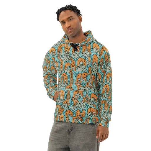 Tangerine Circuit on a Cotton Hoodie