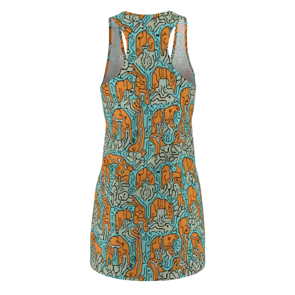 Tangerine Circuit on Racerback Dress — Back