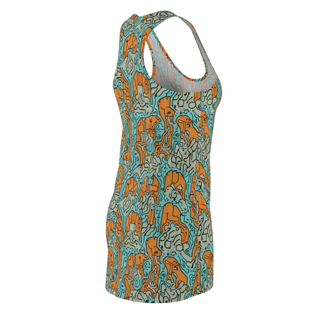 Tangerine Circuit on Racerback Dress — Back Side