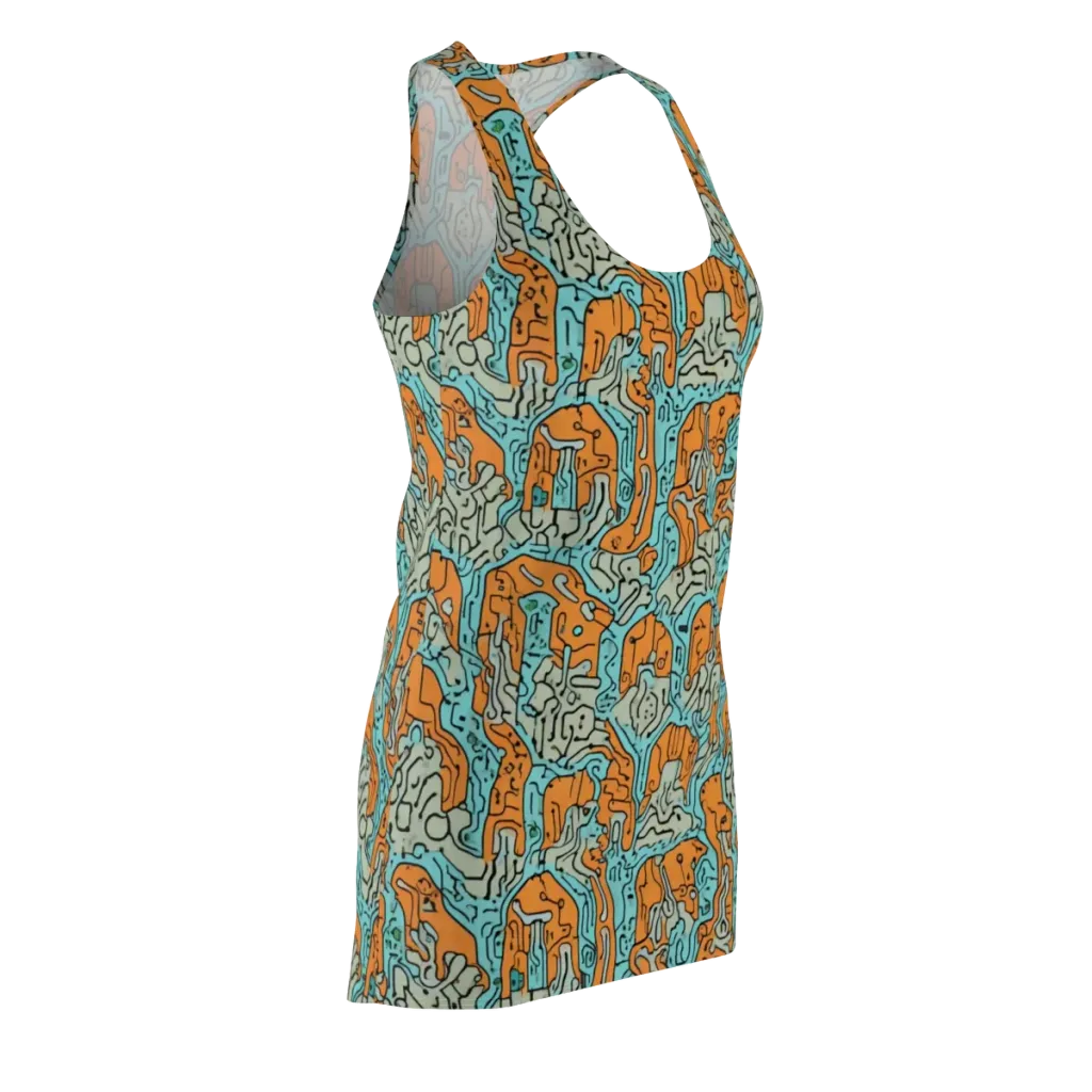 Tangerine Circuit on Racerback Dress — Front Side