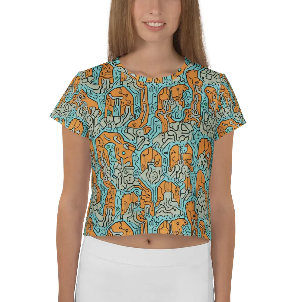 Tangerine Circuit on Crop Tee — Front